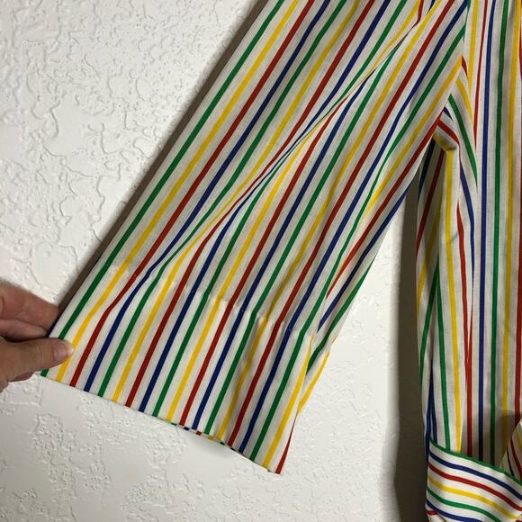 Vintage Models Coat white rainbow striped snap front house coat - Picture 6 of 14